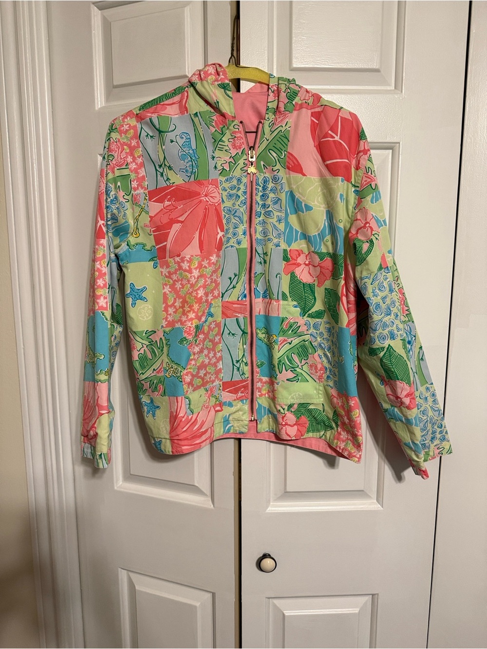 Lilly Pulitzer Colorful Floral Patchwork Zip Hoodie